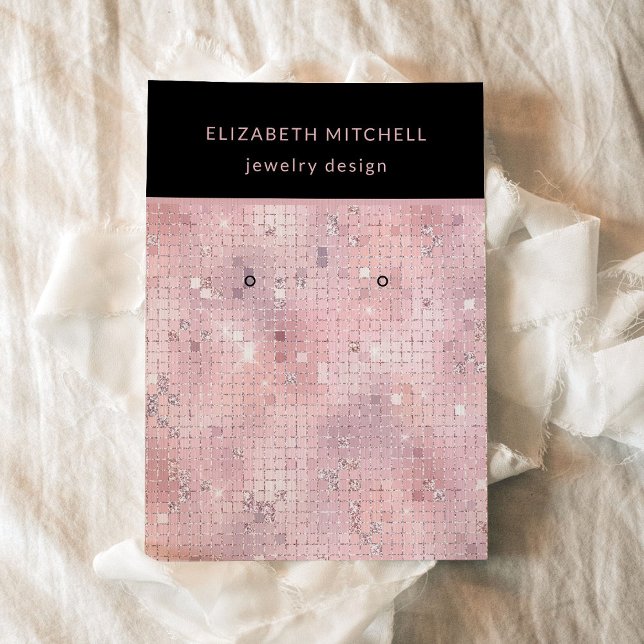 Vitre Disco Rose Retro | Carte d'affichage à oreil (A retro, pink disco look makes these earring display cards totally up to the moment and glam)