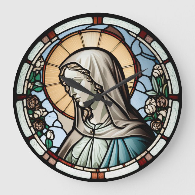 Vitre Vierge Marie horloge design (Recto)