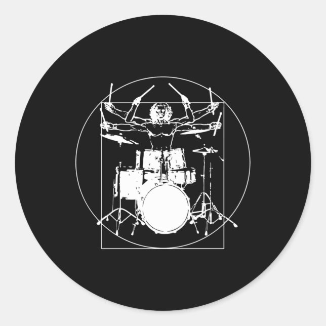 Vitruvian Man Drummer Sticker  (Devant)