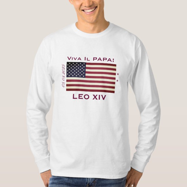 Viva Il Papa Pope LEO XIV T-shirt long manche (Devant)