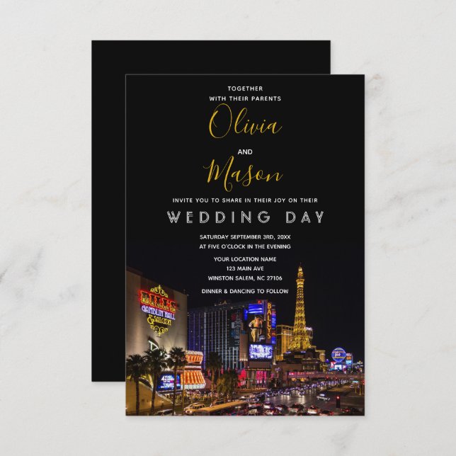 Viva Las Vegas Destination Mariage Invitation (Devant / Derrière)