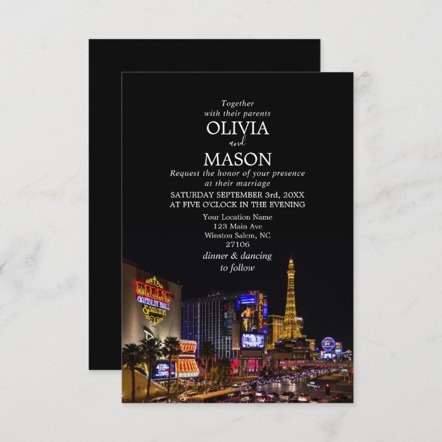 Viva Las Vegas Destination Mariage Invitation (Devant / Derrière)