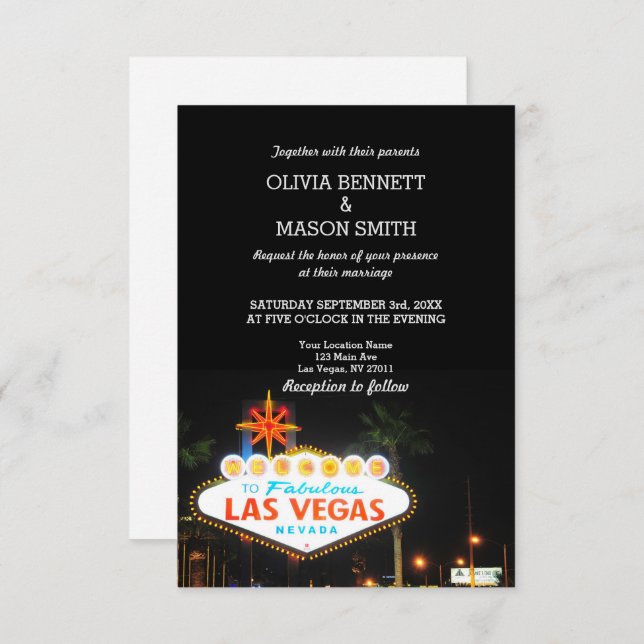 Viva Las Vegas Destination Mariage Invitation (Devant / Derrière)