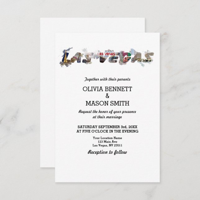 Viva Las Vegas Destination Mariage Invitation (Devant / Derrière)