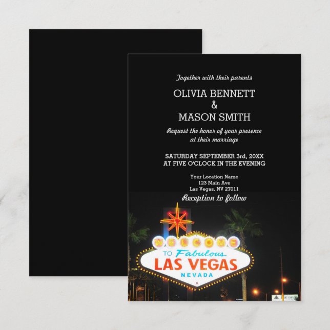 Viva Las Vegas Destination Wedding Invitation (Devant / Derrière)