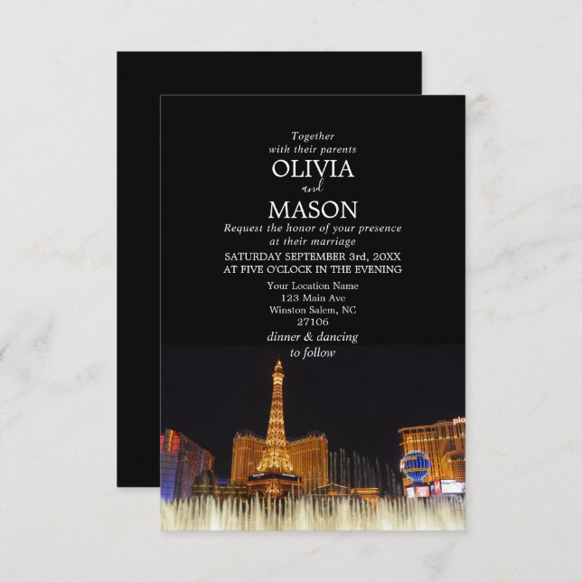 Viva Las Vegas Destination Wedding Invitation (Devant / Derrière)
