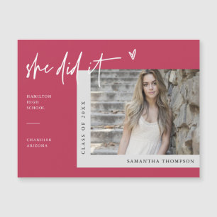 Viva Magenta Elle L'A Fait Graduation Photo Magnet