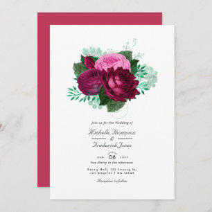 Viva Magenta Faire-part de mariage Floral