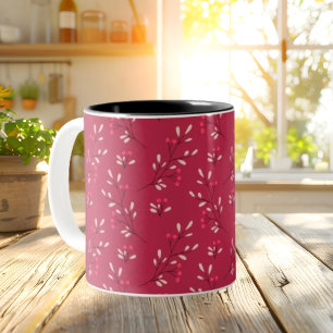 Viva Magenta Motif Floral Wraparound Mug