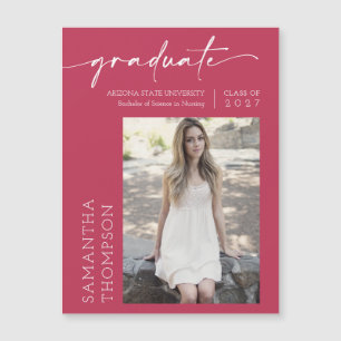 Viva Magenta Script minime Photo Graduate Magnet