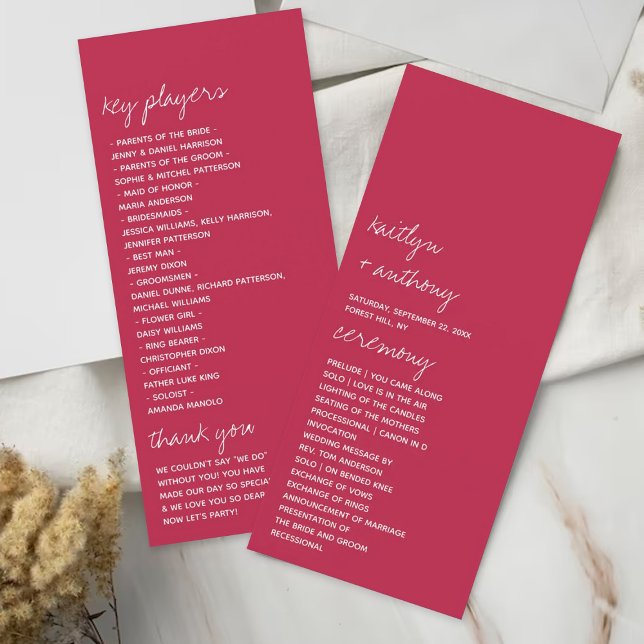 Viva Magenta Script Programme de mariage minimalis (Créateur téléchargé)