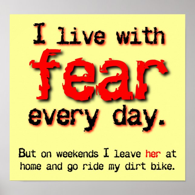 Vivez Avec Fear Dirt Bike Motocross Poster (Devant)