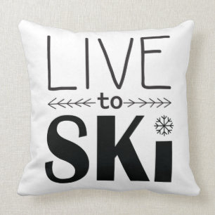 Vivez pour skier coussin - blanc