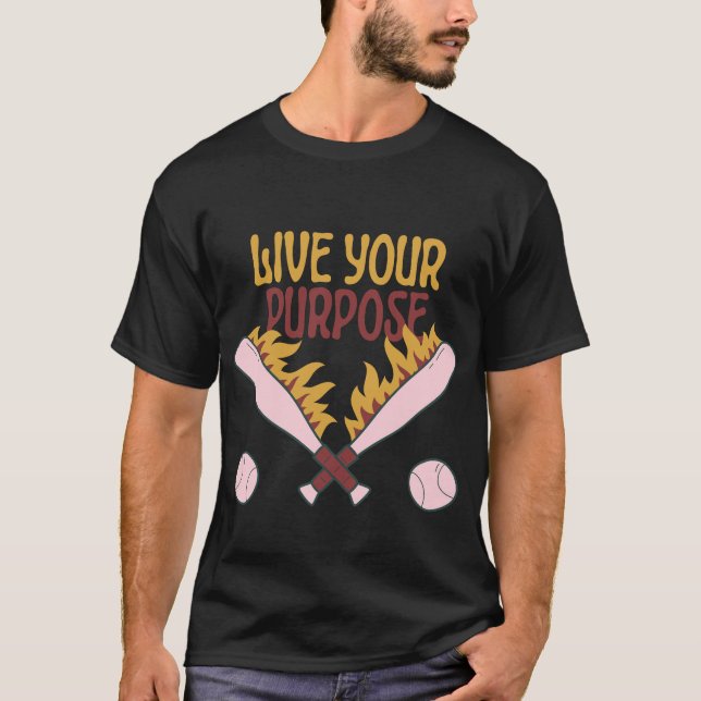 Vivez votre objectif T-Shirt rétro baseball feu (Devant)