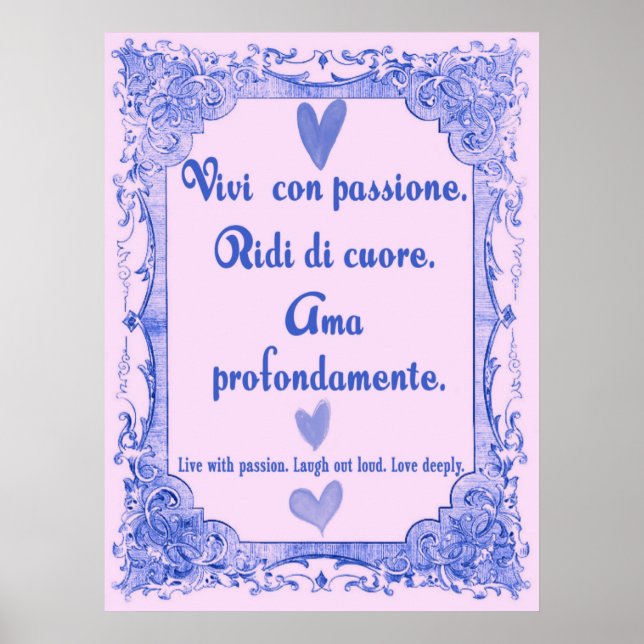 Vivi Con Passione Italien Langue Sagesse Poster (Devant)