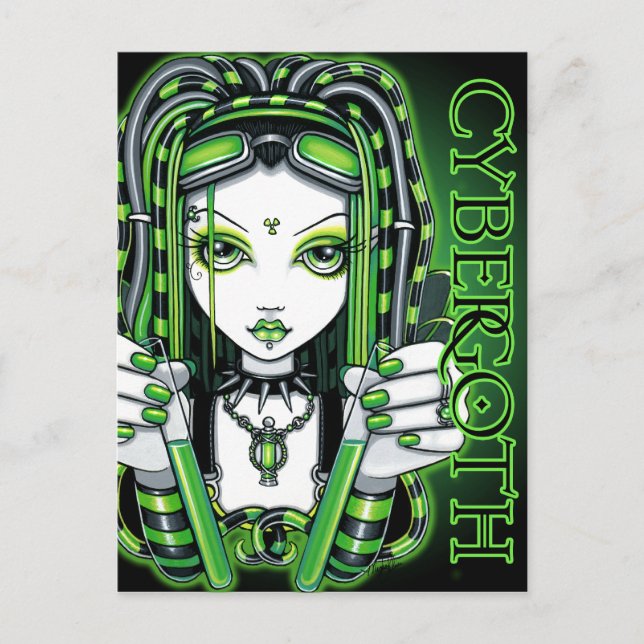 Vivian Cybergoth Toxique Green Fairy Carte postale (Devant)