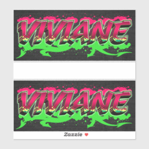 Viviane prénom nom graffiti autocollant sticker