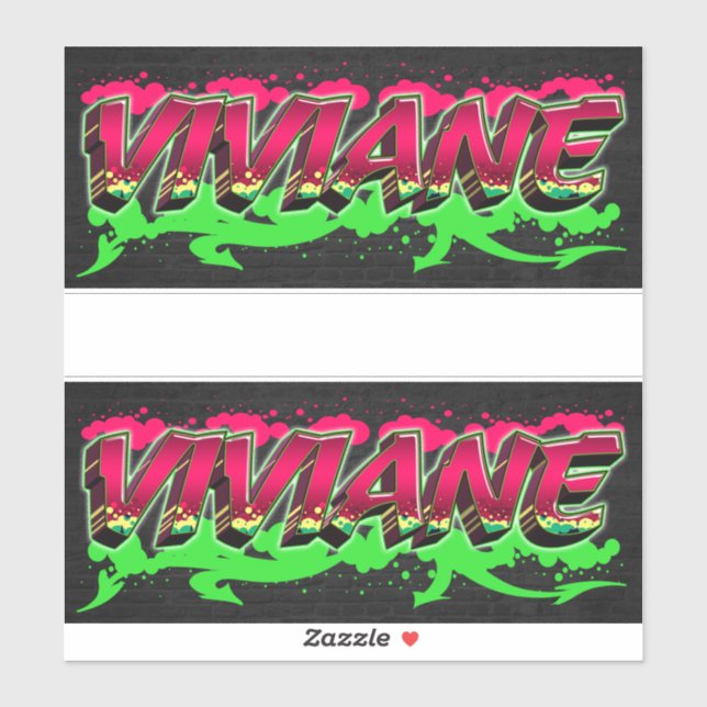Viviane prénom nom graffiti autocollant sticker (Feuille)