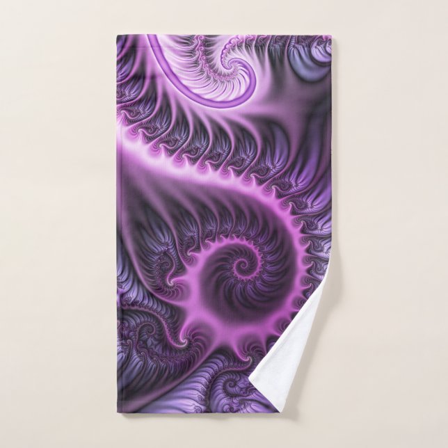 Vivid Cool Abstrait rose violet Fractal Art Spiral (Serviette à main)