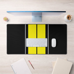 Vivid Jaune Noir Blanc Sporty Racing Stripes