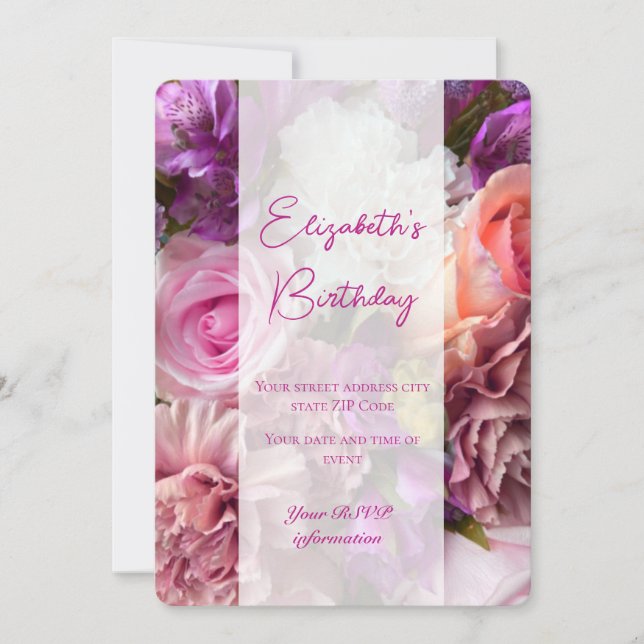 Vivid Orchid Birthday Invitation Card (Devant)