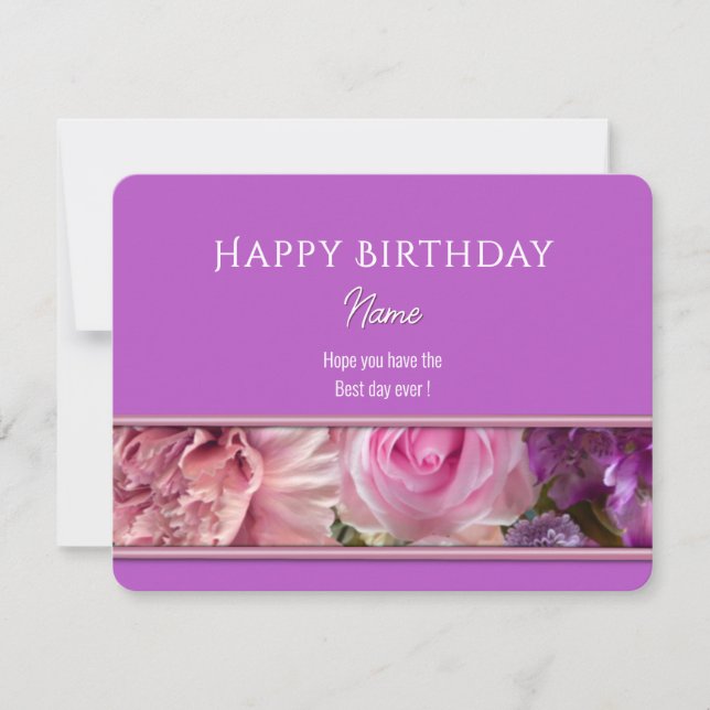 Vivid Orchid Happy Birthday Greeting Card (Devant)