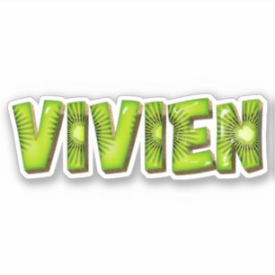 Vivien Nom Autocollant Stickers Conception Kiwi