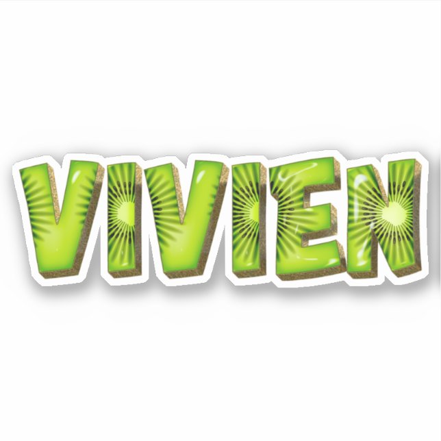 Vivien Nom Autocollant Stickers Conception Kiwi (Devant)