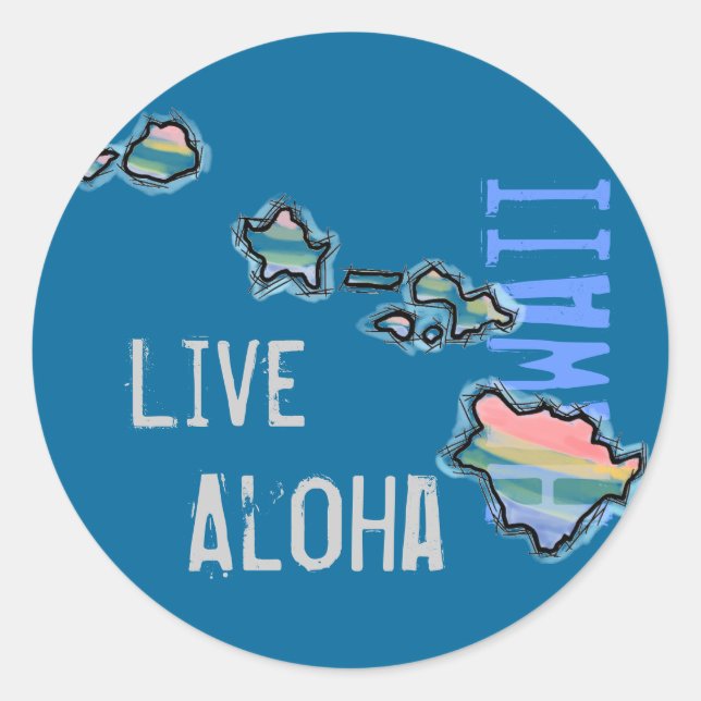 Vivre Aloha Hawaiian île stickers (Devant)