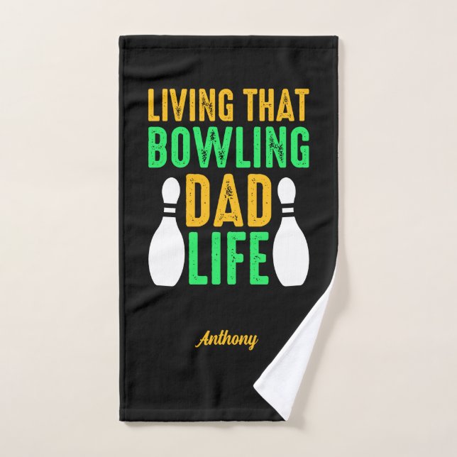Vivre Ce Bowling Papa Vie Drôle Nommé Simple (Serviette à main)