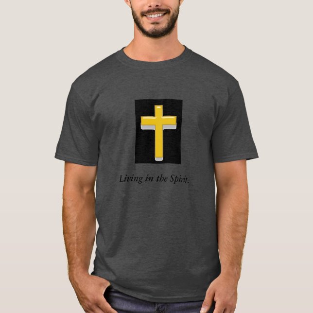 Vivre dans l'Esprit/ T-shirt Ringard Hommes Croix (Devant)