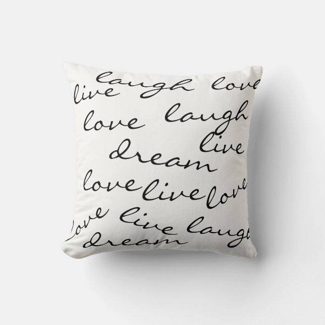 vivre l'amour rire rêve typographie coussin (Recto)