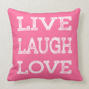 Vivre, rire, aimer Motivation Citation Coussin ros