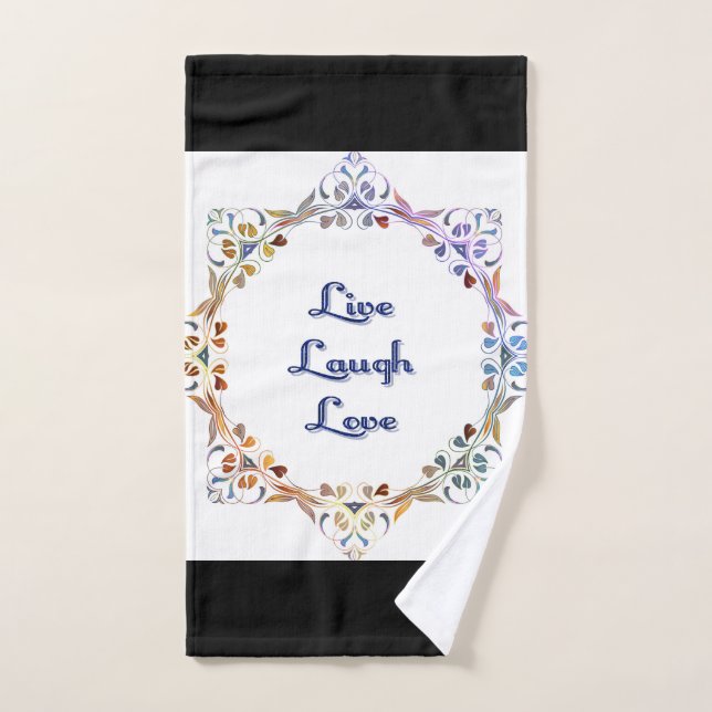 VIVRE, RIRE, AIMER serviette. (Serviette à main)