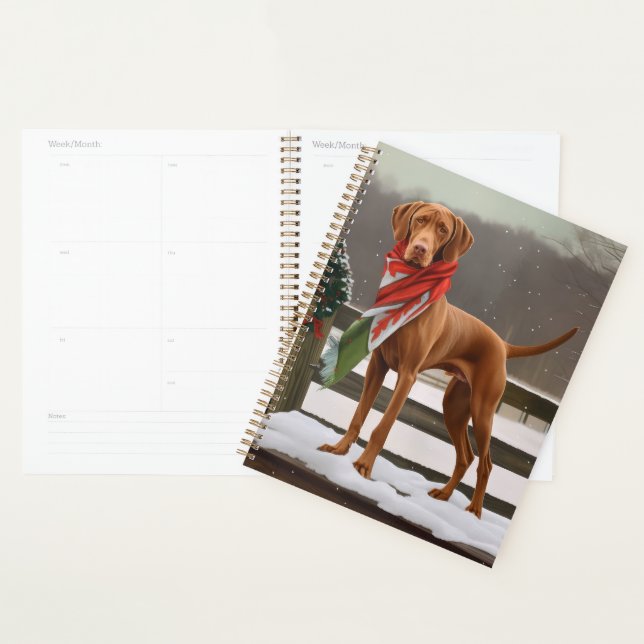 Vizsla dans la neige à Noël (Devant avec enveloppe)
