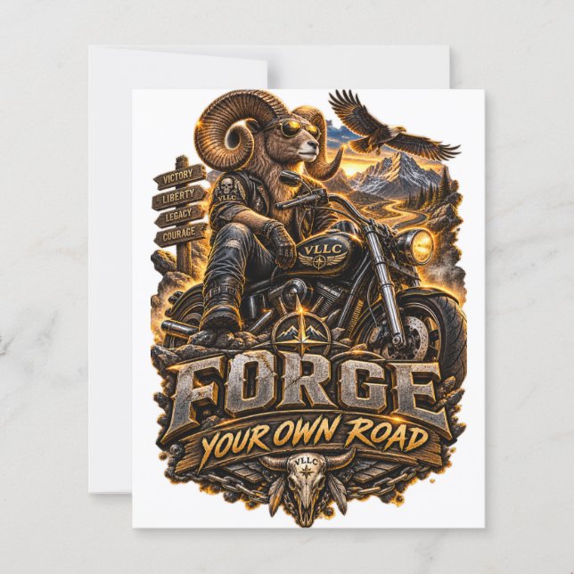 VLLC Forge Your Own Road Motorcycle Biker Skeleton (Devant)