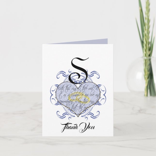 Vœu de mariage Monogramme Cœur Merci (Devant)