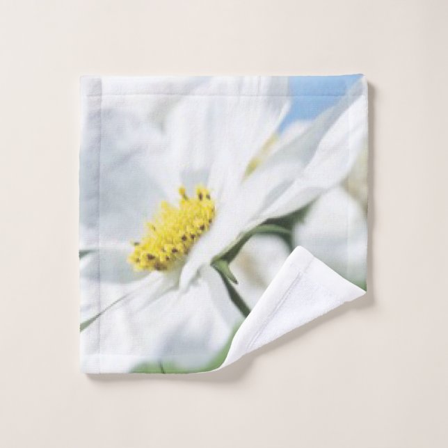 Voeux avec marguerites blanches Personnalisé (Gant de toilette)