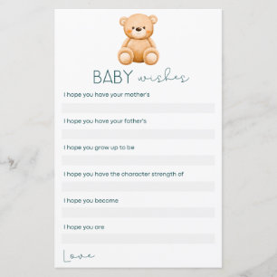 Voeux bébé Teddy Bear Baby Boy Shoy Jeux