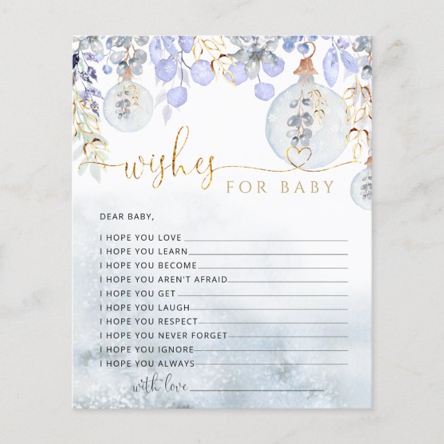 Voeux bleu hiver pour carte bébé (Devant)