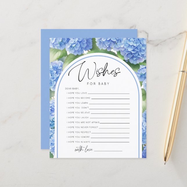 Voeux Blue Hydrangea C'est un Baby shower garçon J (Devant/Arrière en situation)