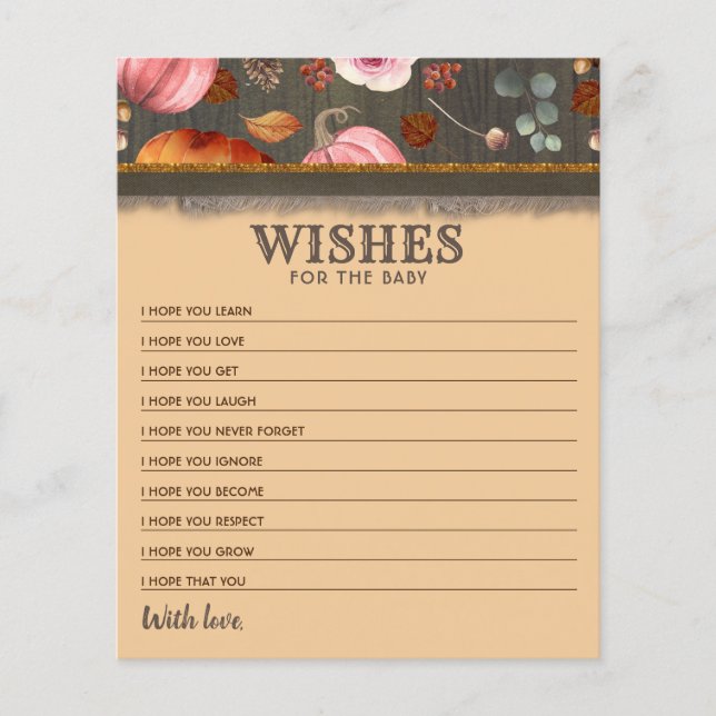 Voeux Citrouille roses et orange pour le bébé (Devant)