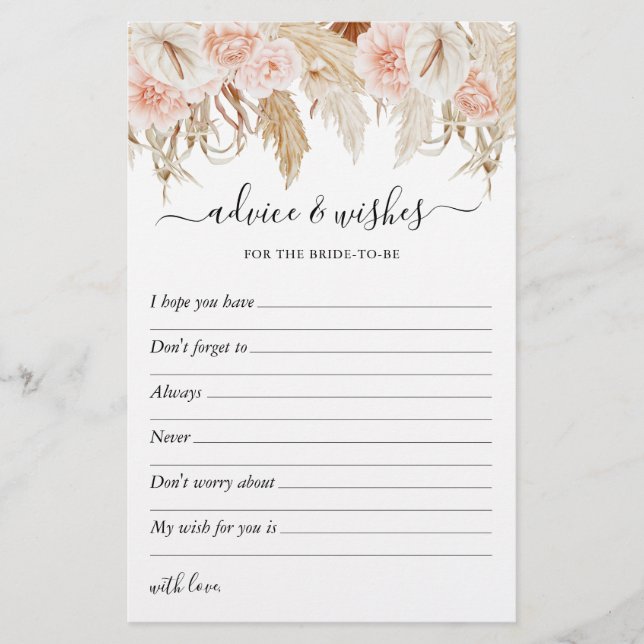 Voeux & Conseils Fête des mariées Grass Pampas (Devant)