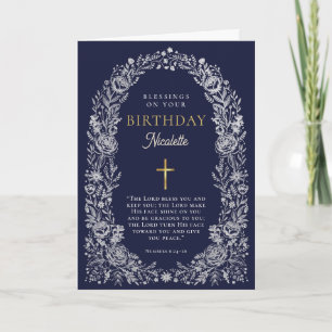Vœux d'anniversaire bleus carte de vœux florale