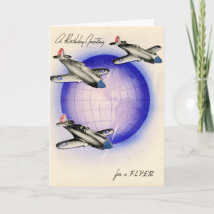 voeux d'anniversaire d'une carte Vintage pilote