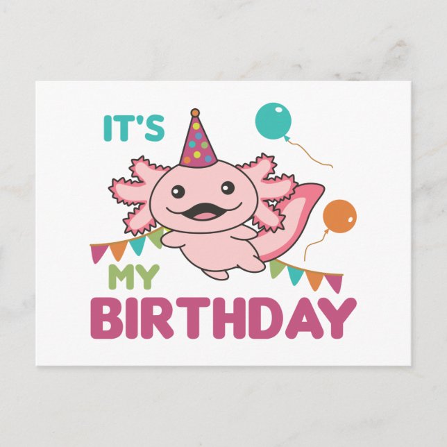 Vœux d'Axolotl C'est mon anniversaire Jolies carte (Devant)