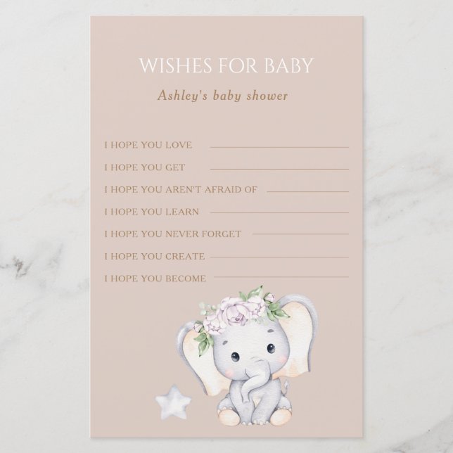 Voeux de Baby shower éléphant pour bébé (Devant)
