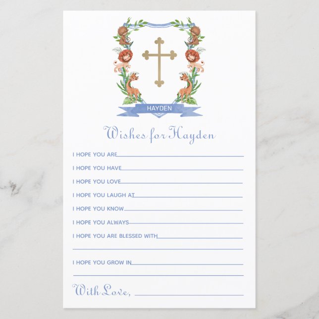 Vœux de baptême de crête de safari jungle pour béb (Devant)