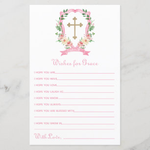 Vœux de baptême floraux roses pour bébé
