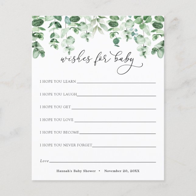 Vœux de carte pour bébé avec eucalyptus et verdure (Devant)